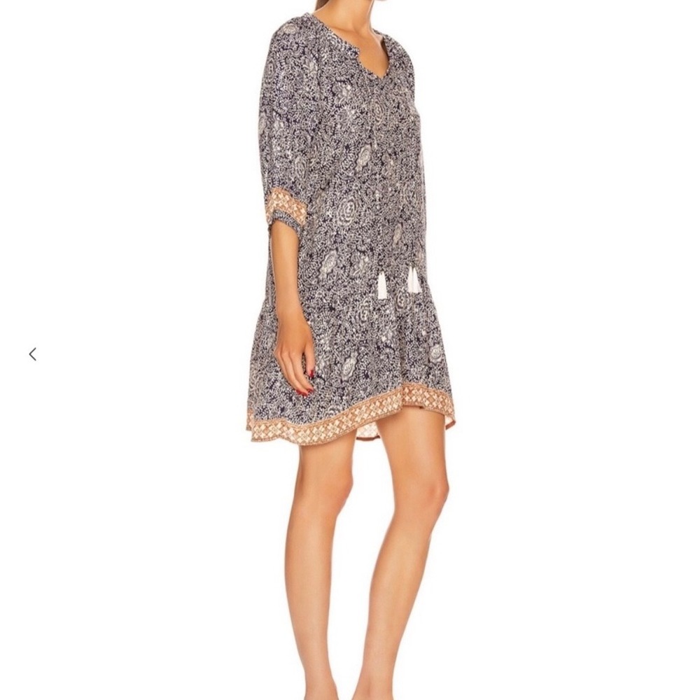 Natalie Martin Steve Silk Mini Dress XS Shangri-La Cortez Navy Floral Boho